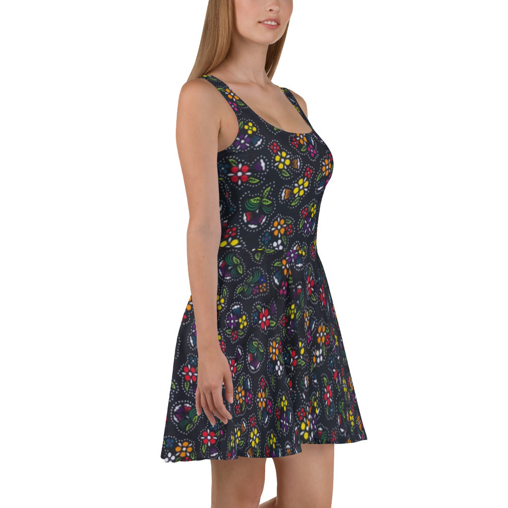 Multicolour Dark Ankara Skater Dress