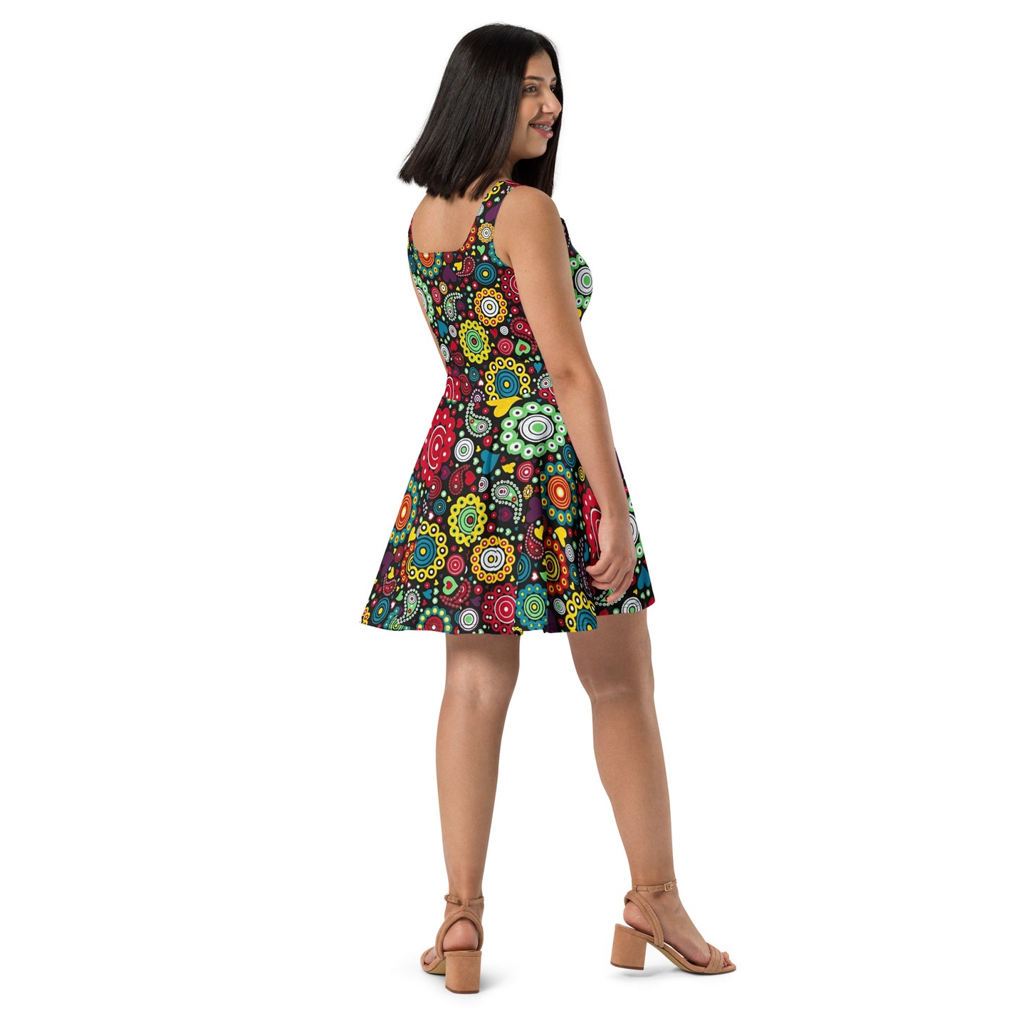 Multicolour Bloom Ankara Skater Dress