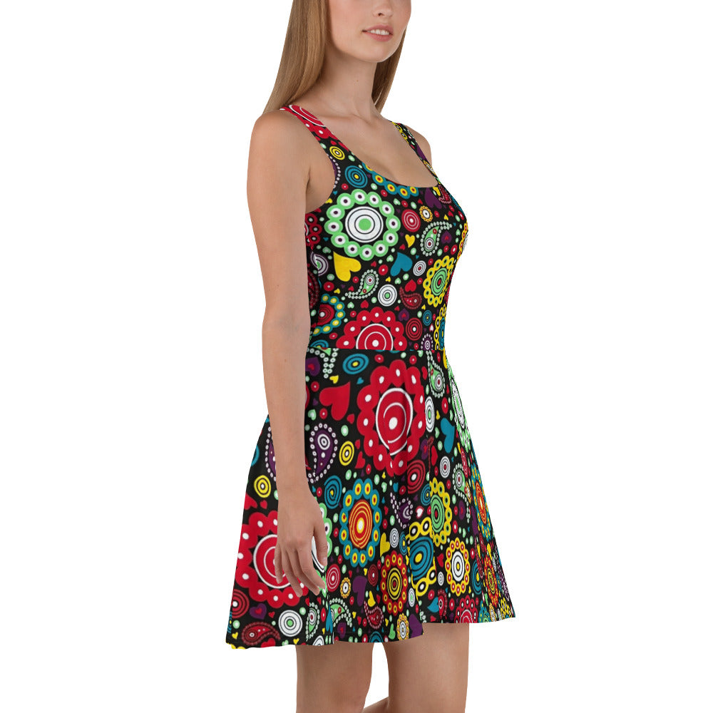 Multicolour Bloom Ankara Skater Dress