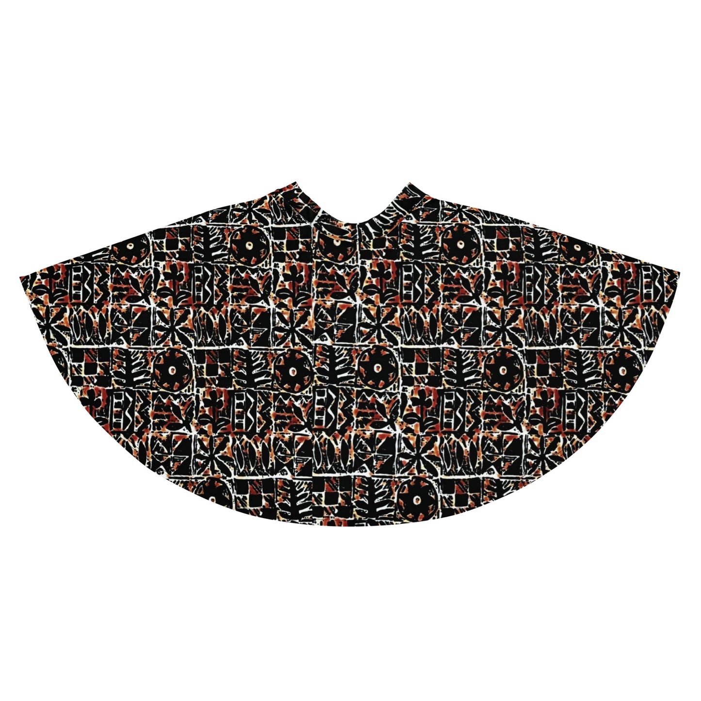 Red Black Abstract Adire Ankara Skater Skirt