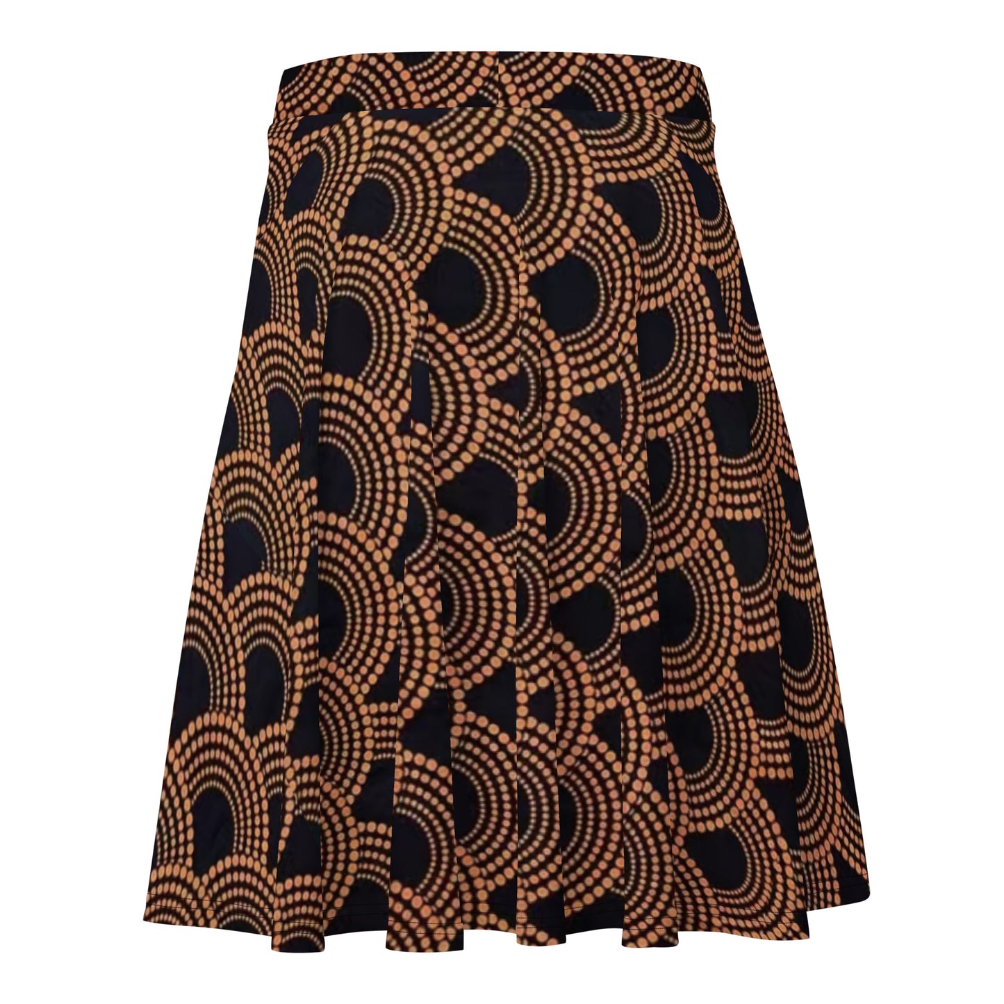 Brown Abstract Ankara Skater Skirt