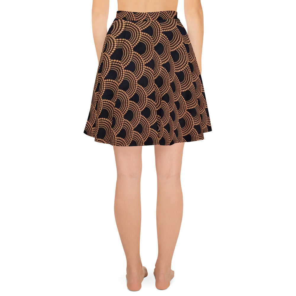 Brown Abstract Ankara Skater Skirt