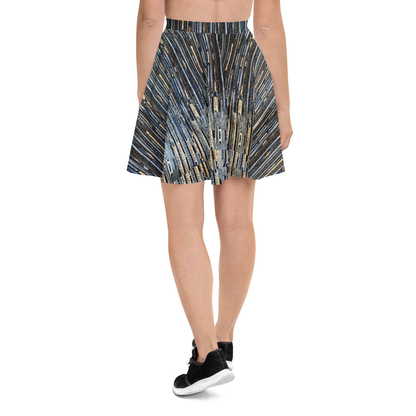 Blue Peach Stripes Ankara Skater Skirt