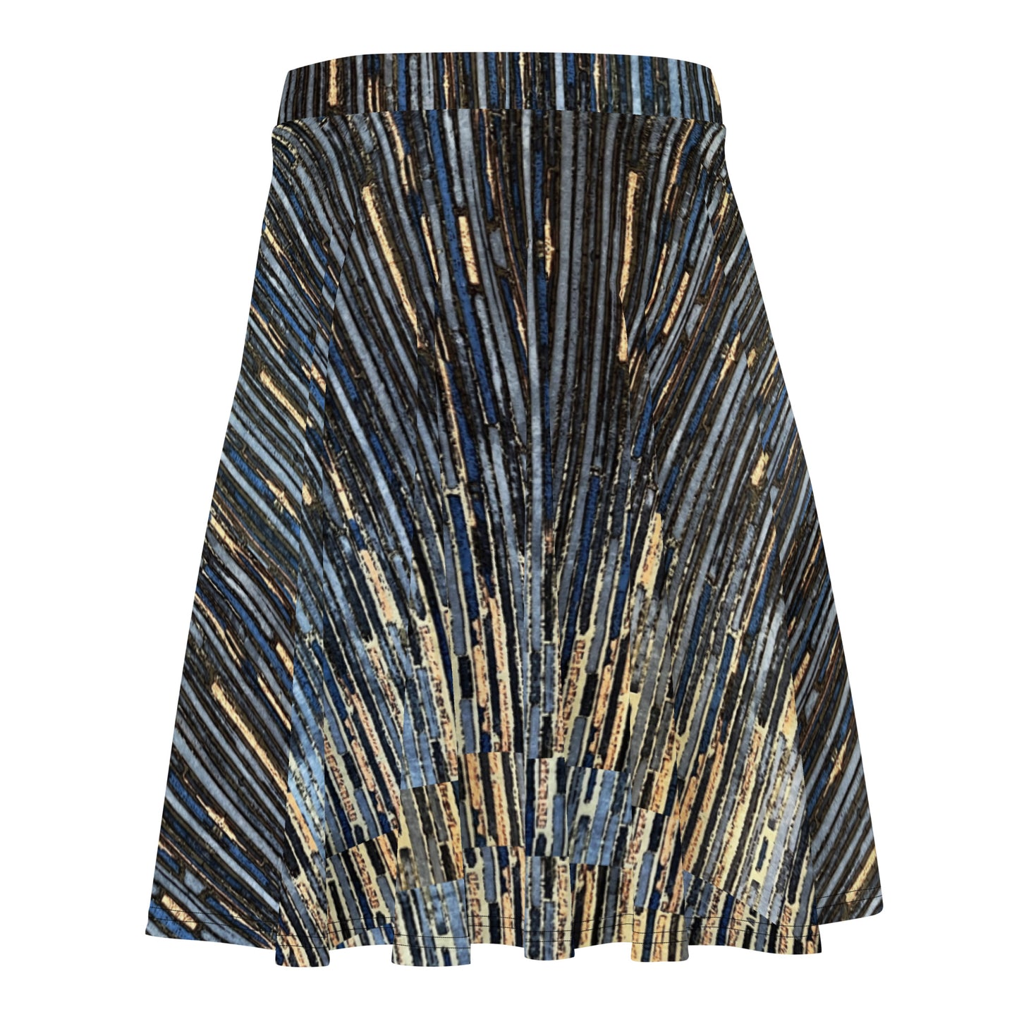 Blue Peach Stripes Ankara Skater Skirt