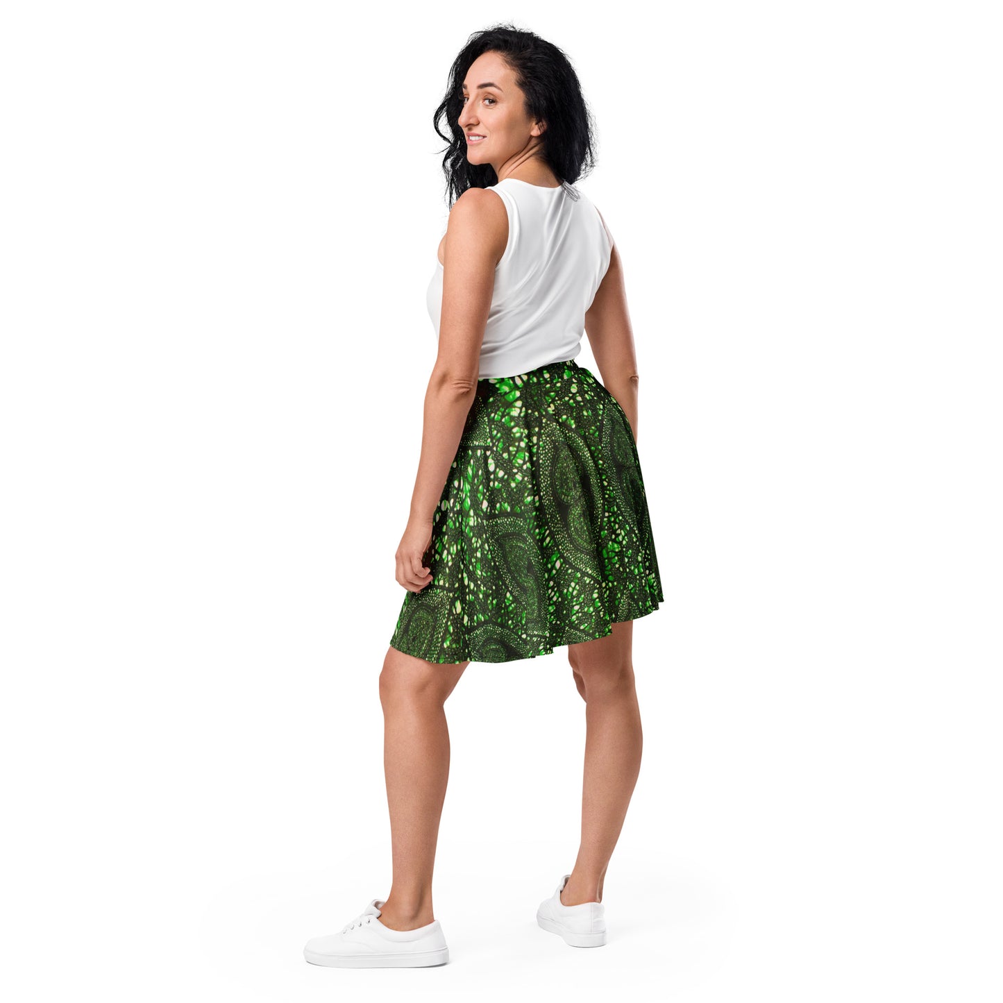 Green Peas Ankara Skater Skirt