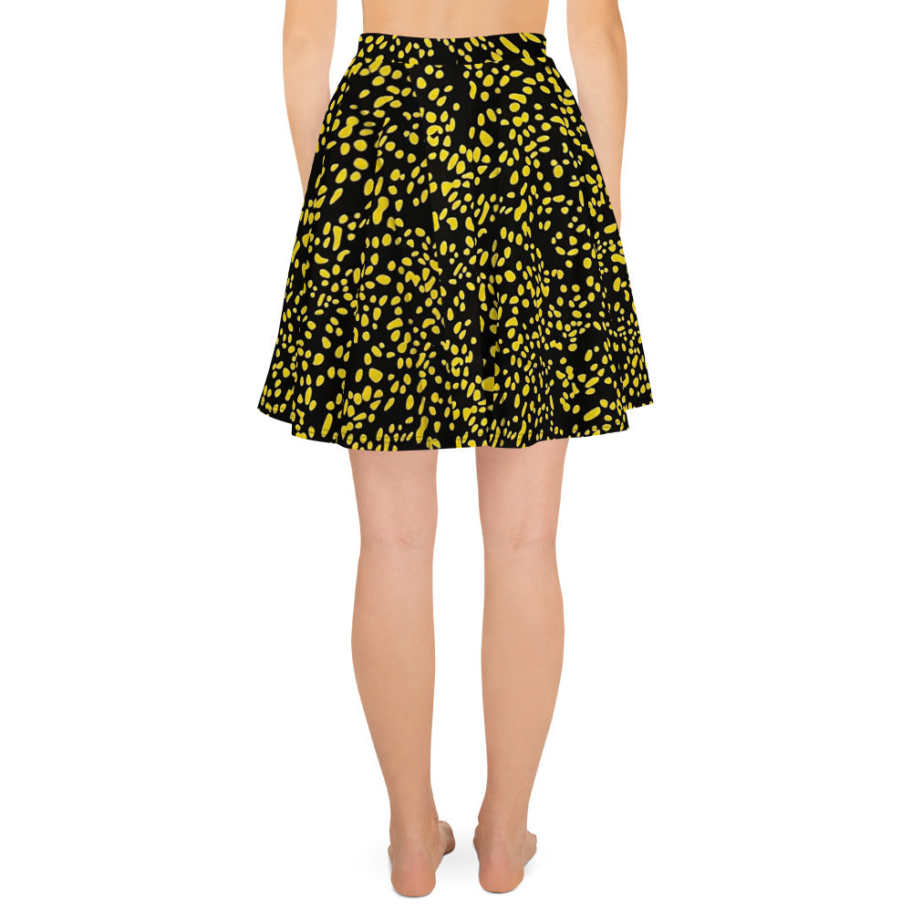 Yellow Dots Adire Skater Skirt