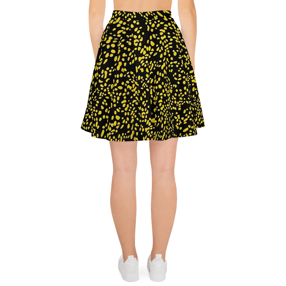 Yellow Dots Adire Skater Skirt