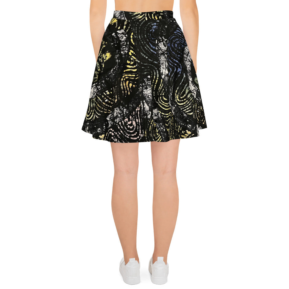 Circles & Swirls Adire Skater Skirt