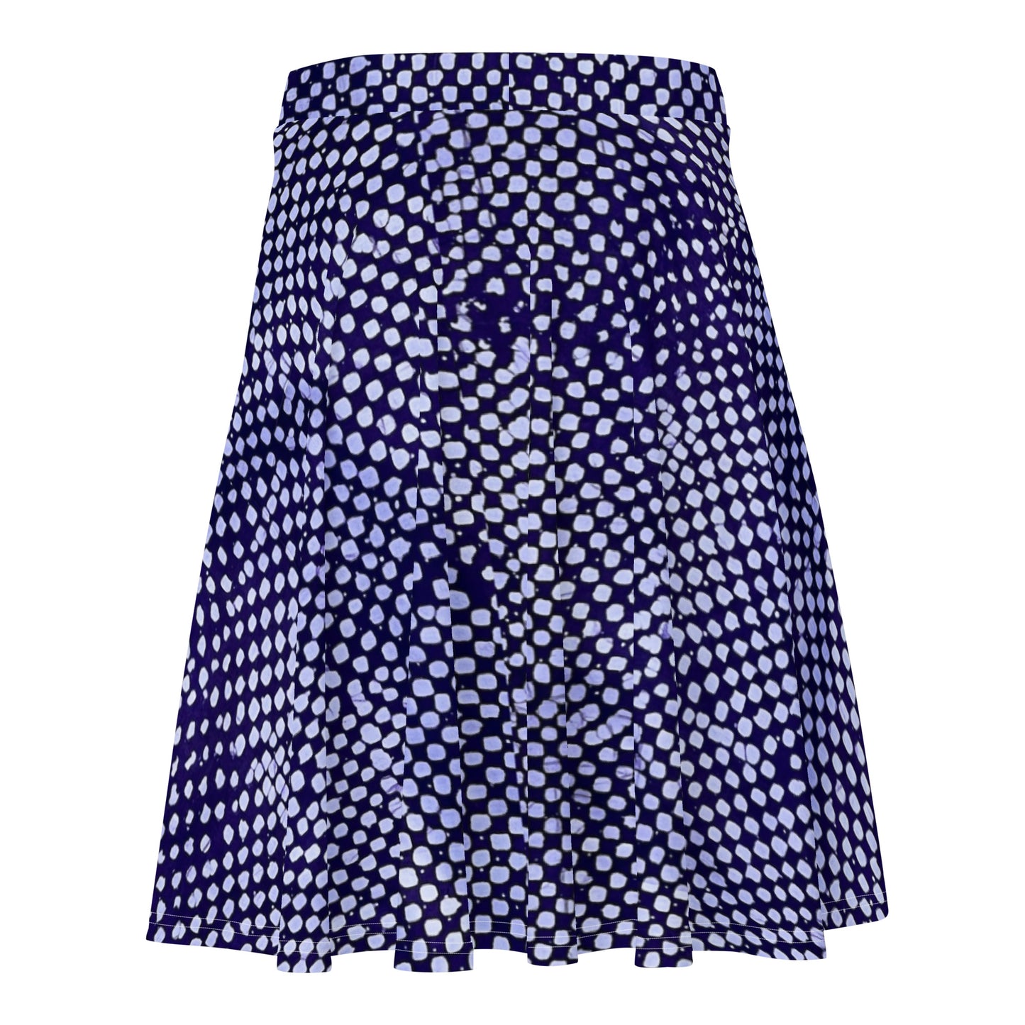 Purple & White Polka Dots Adire Skater Skirt