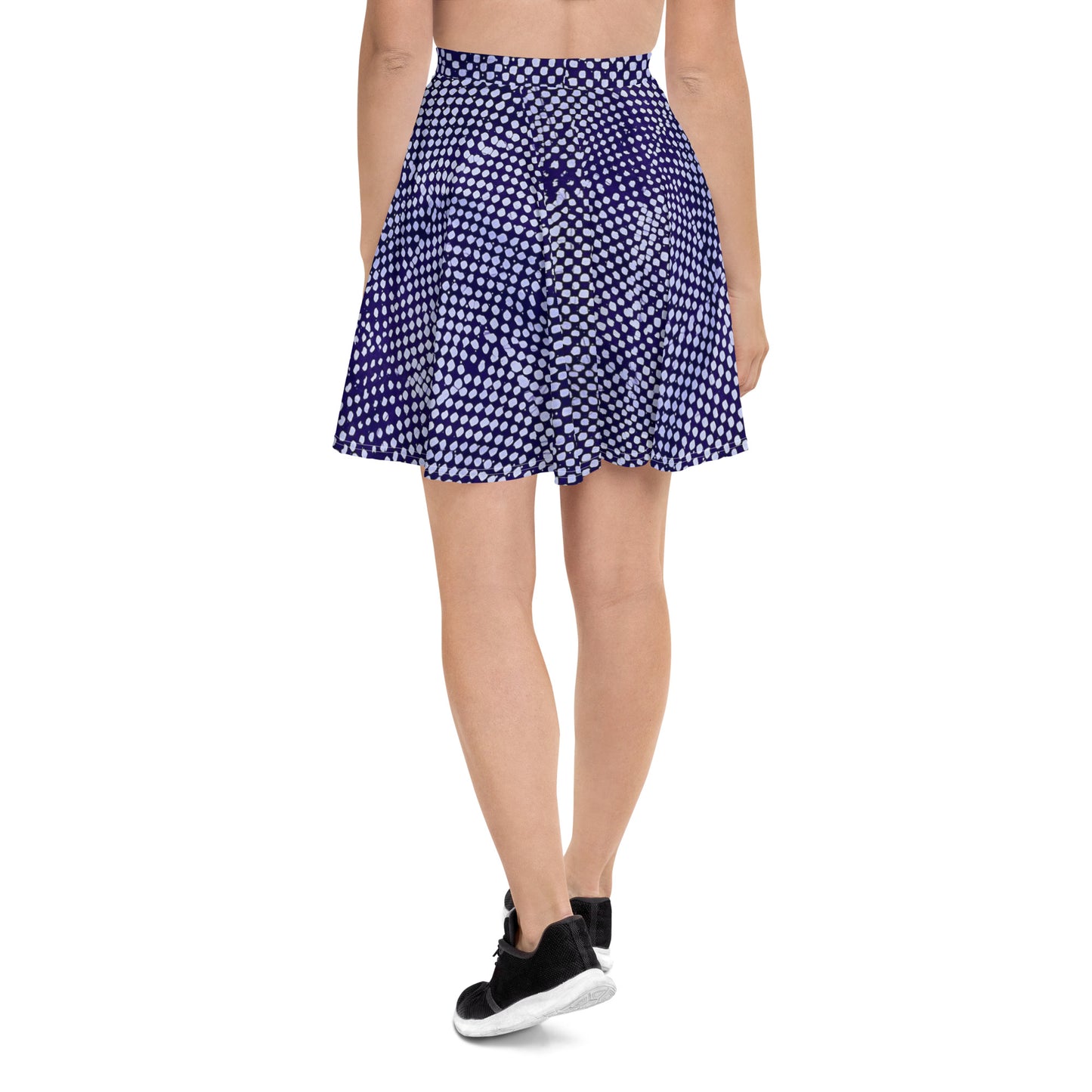 Purple & White Polka Dots Adire Skater Skirt