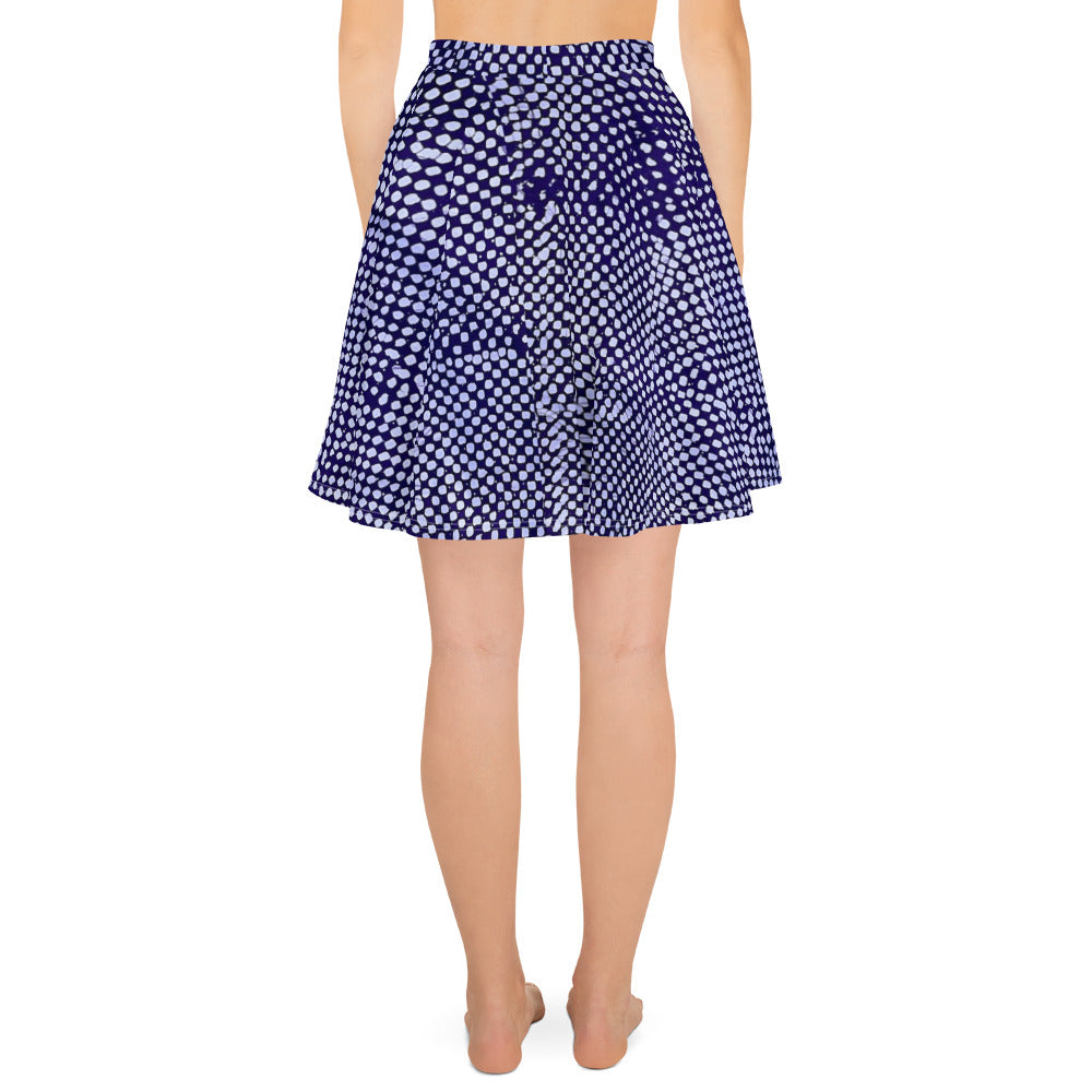 Purple & White Polka Dots Adire Skater Skirt