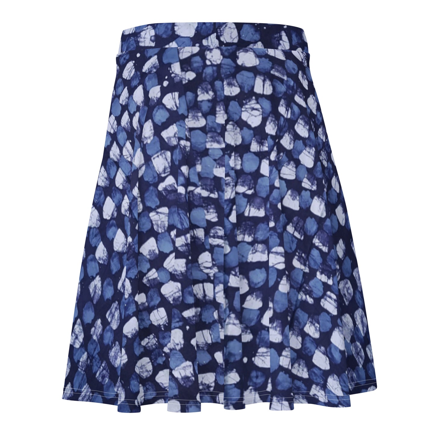 Blue Dotted Adire Skater Skirt