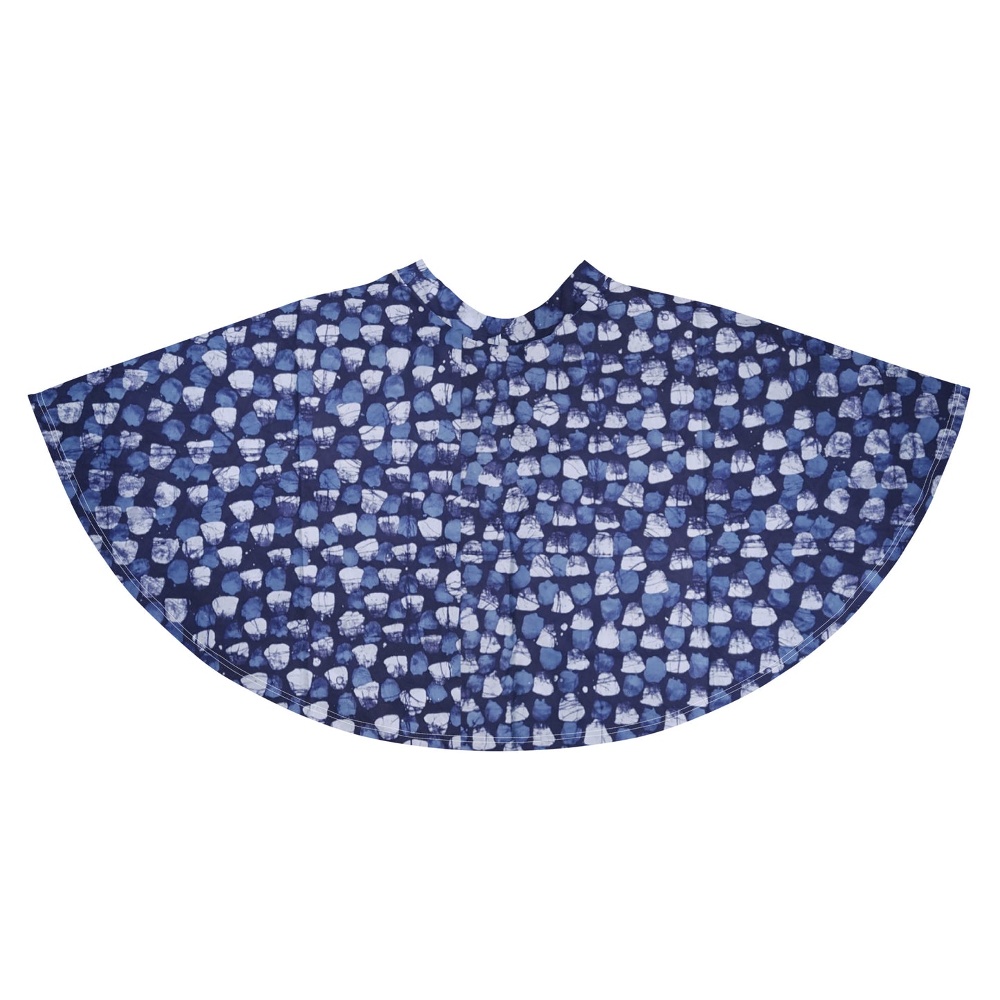 Blue Dotted Adire Skater Skirt