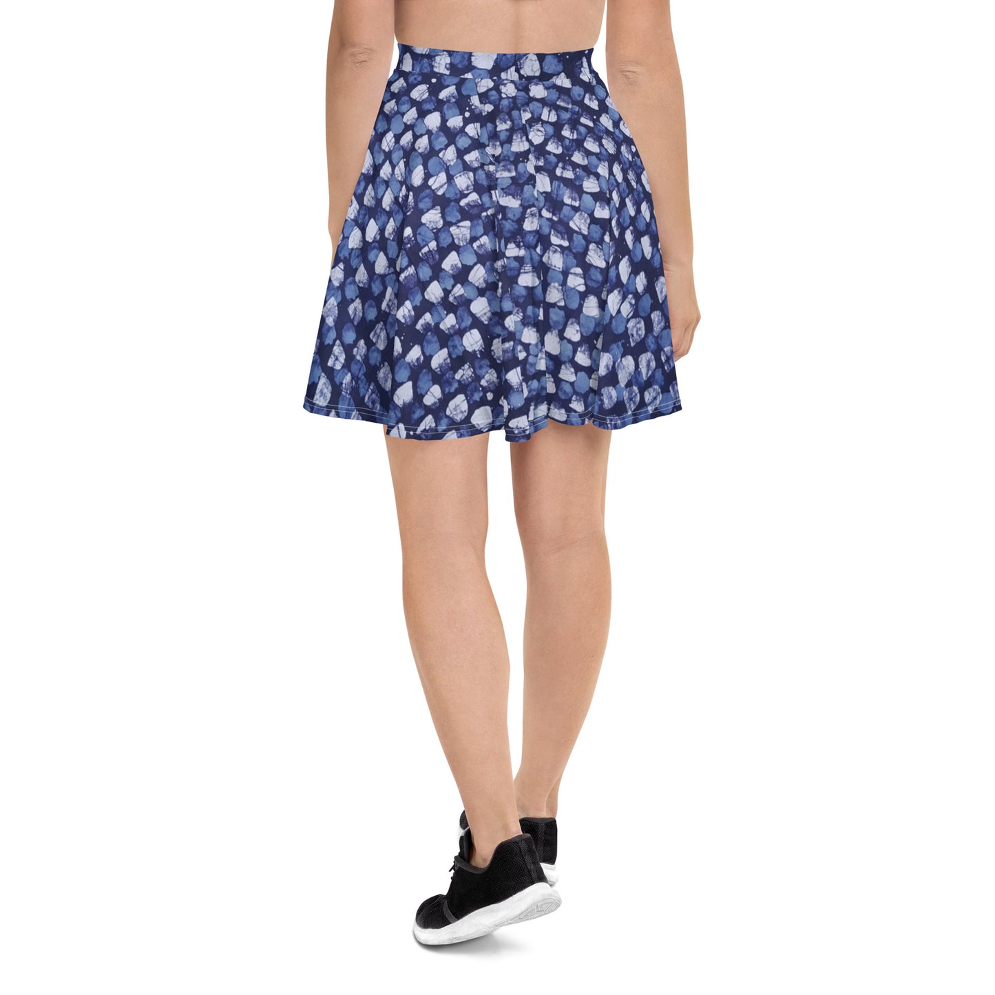 Blue Dotted Adire Skater Skirt