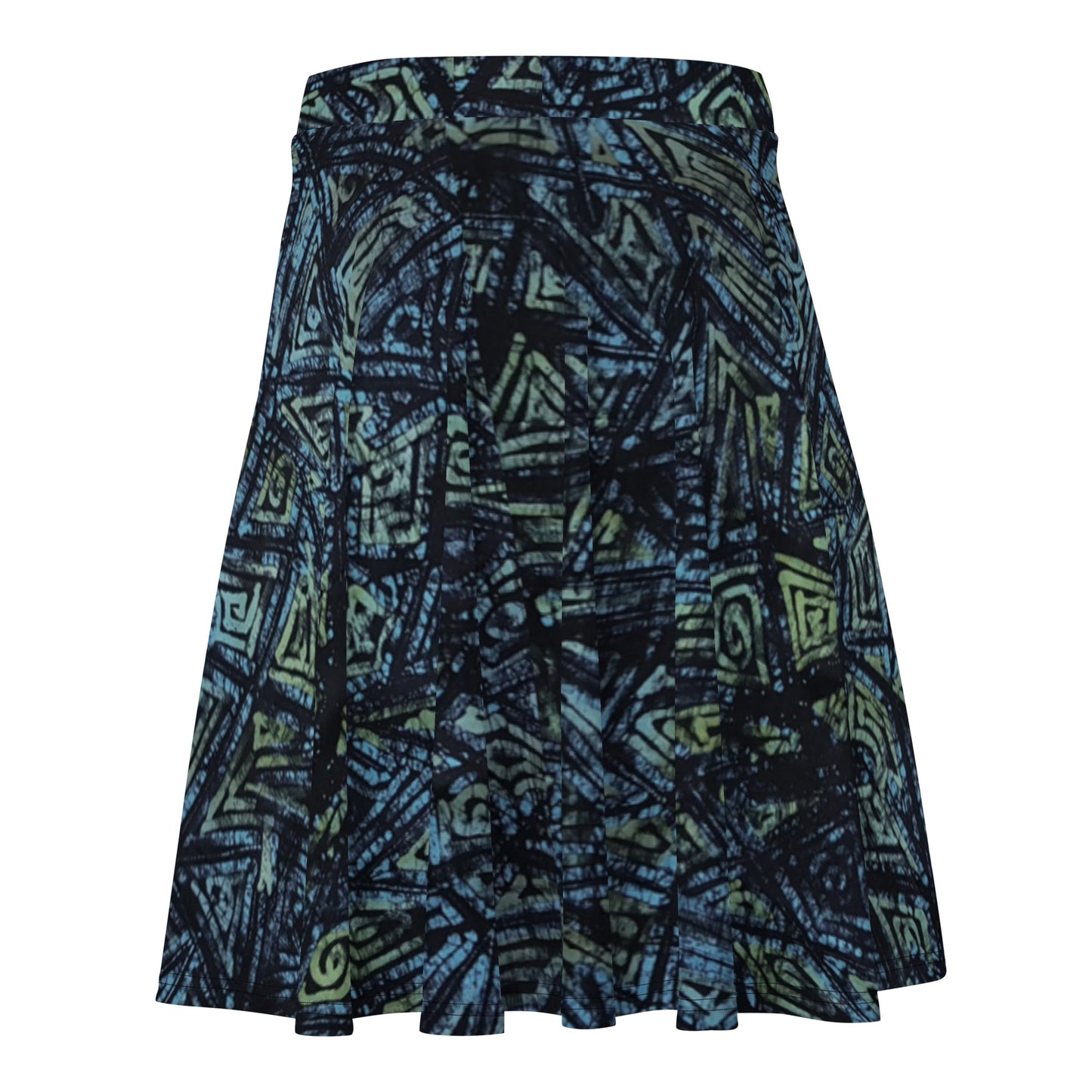 Indigo Green Turquoise Adire Skater Skirt