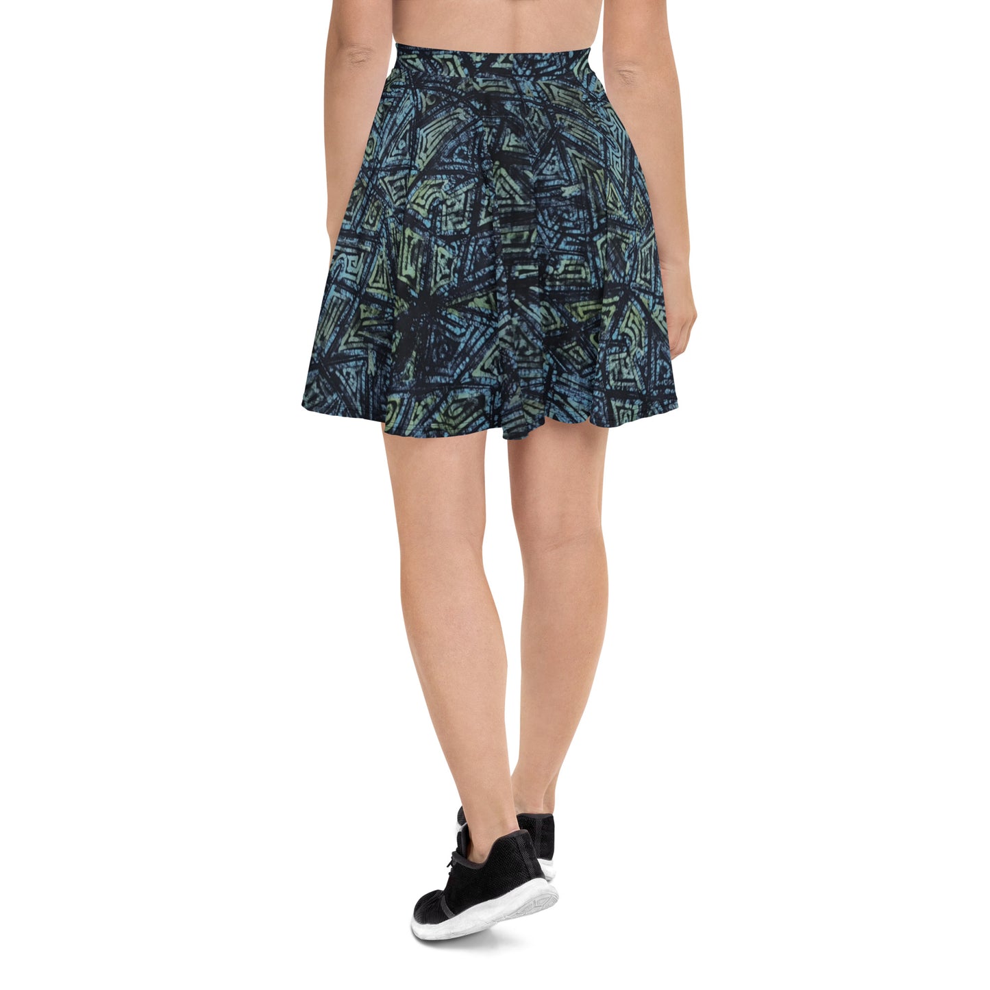 Indigo Green Turquoise Adire Skater Skirt