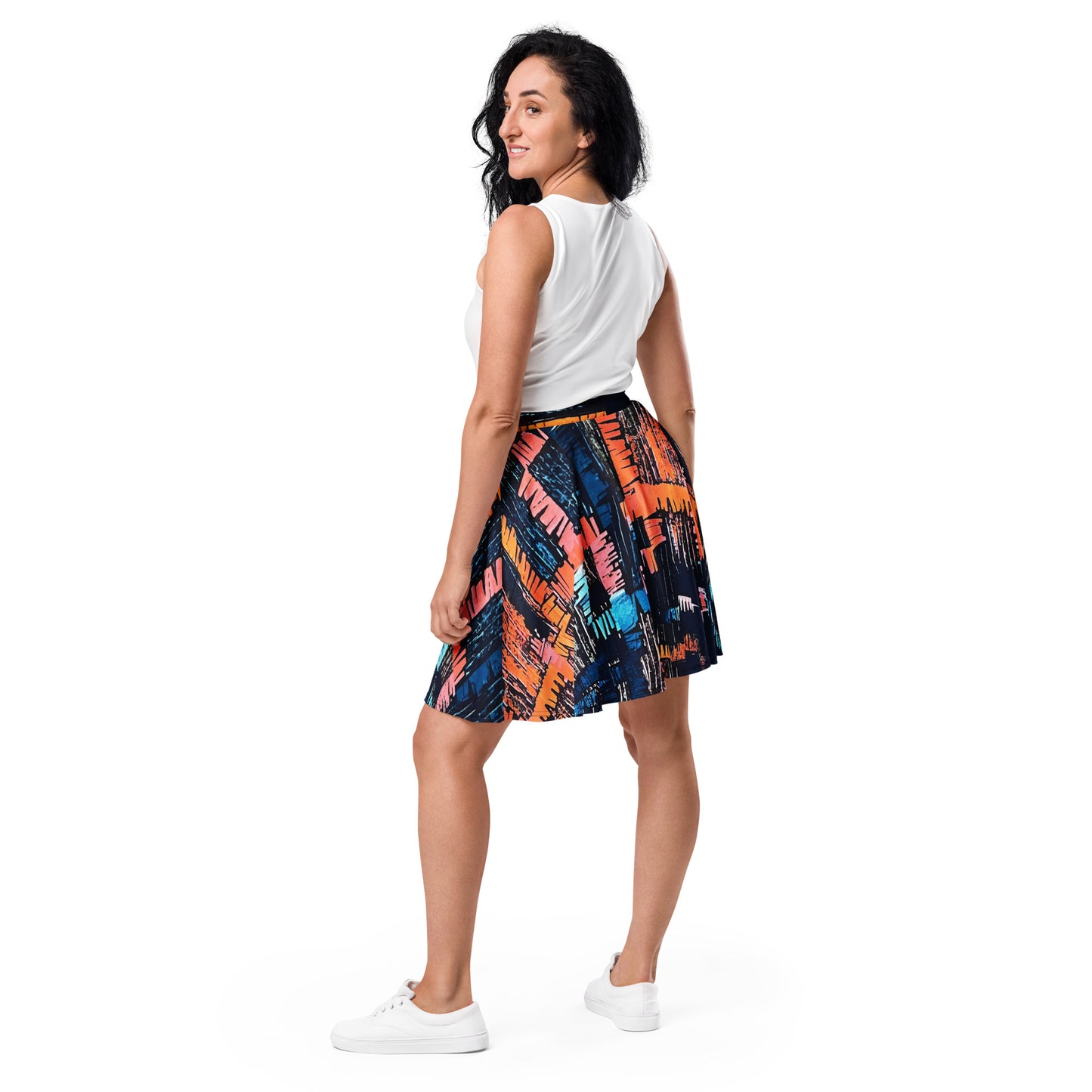 Colourful Adire Skater Skirt