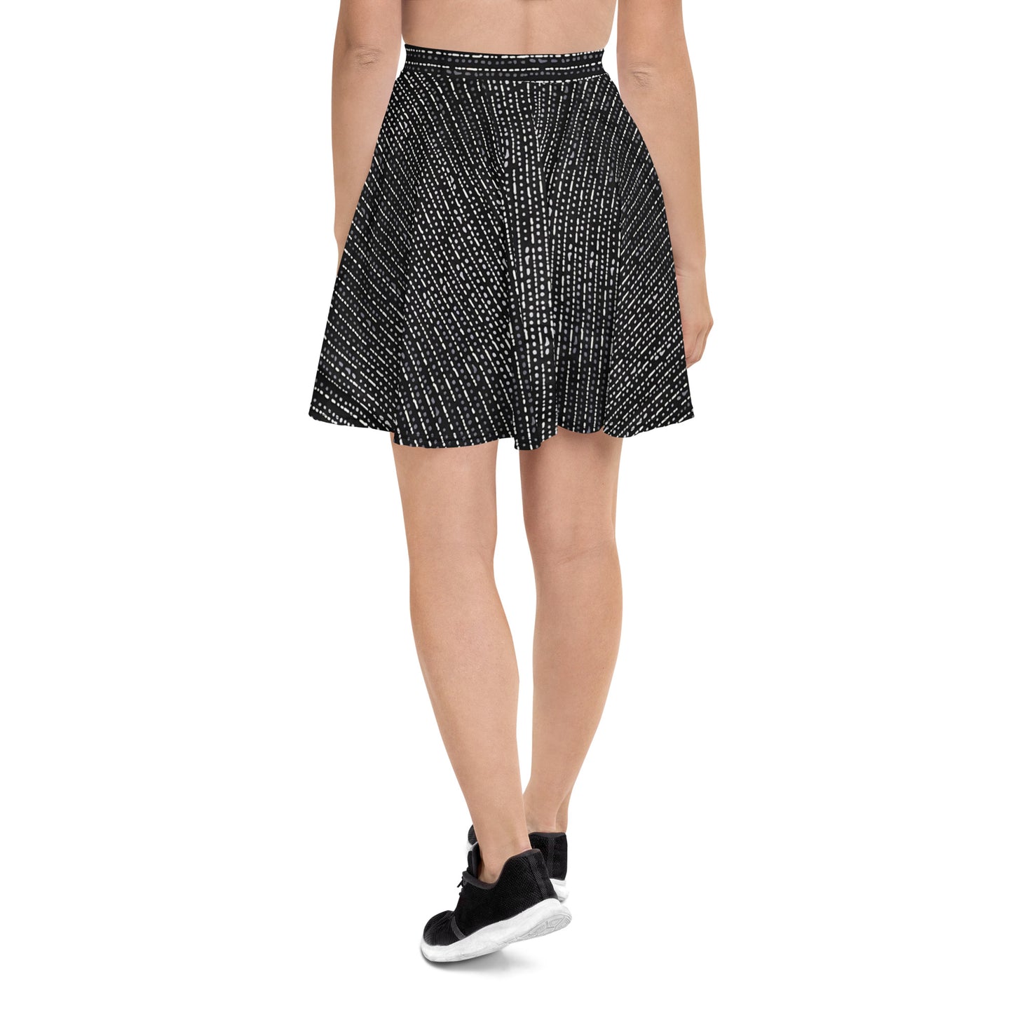 Grey Stripe Adire Skater Skirt