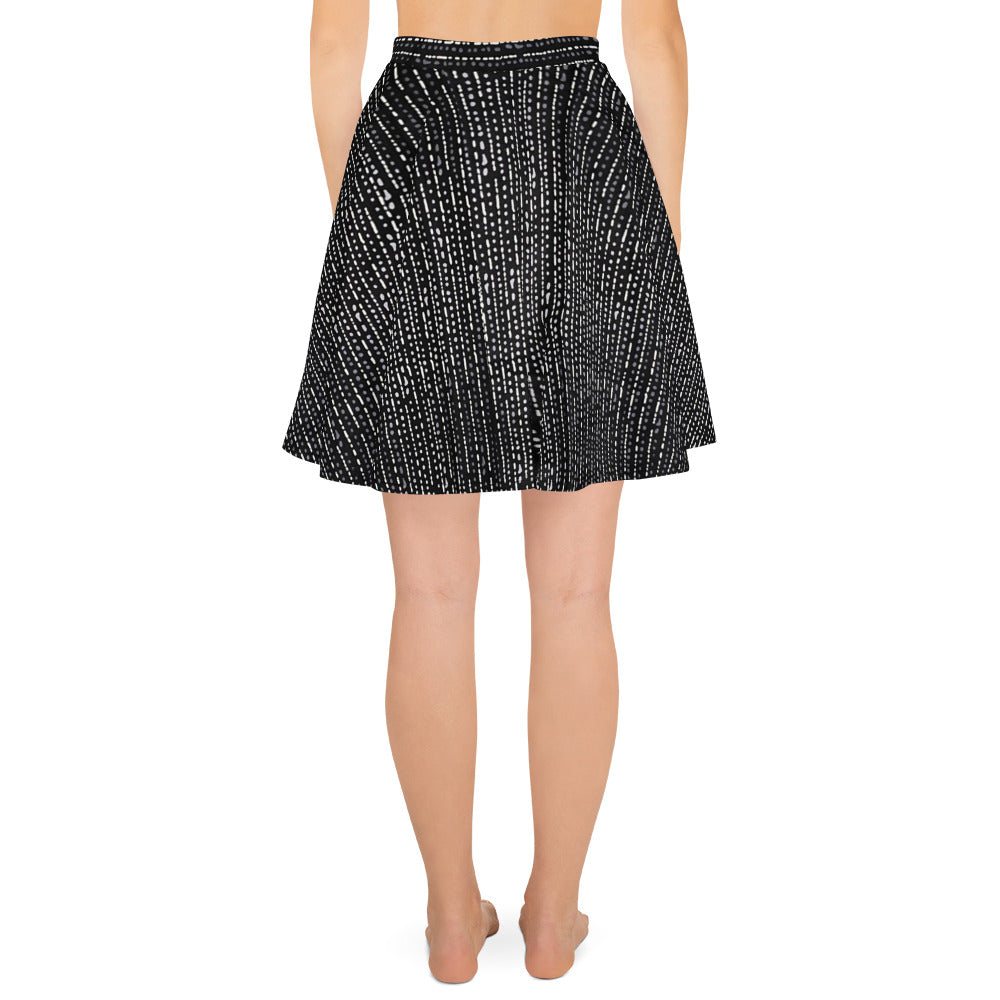 Grey Stripe Adire Skater Skirt