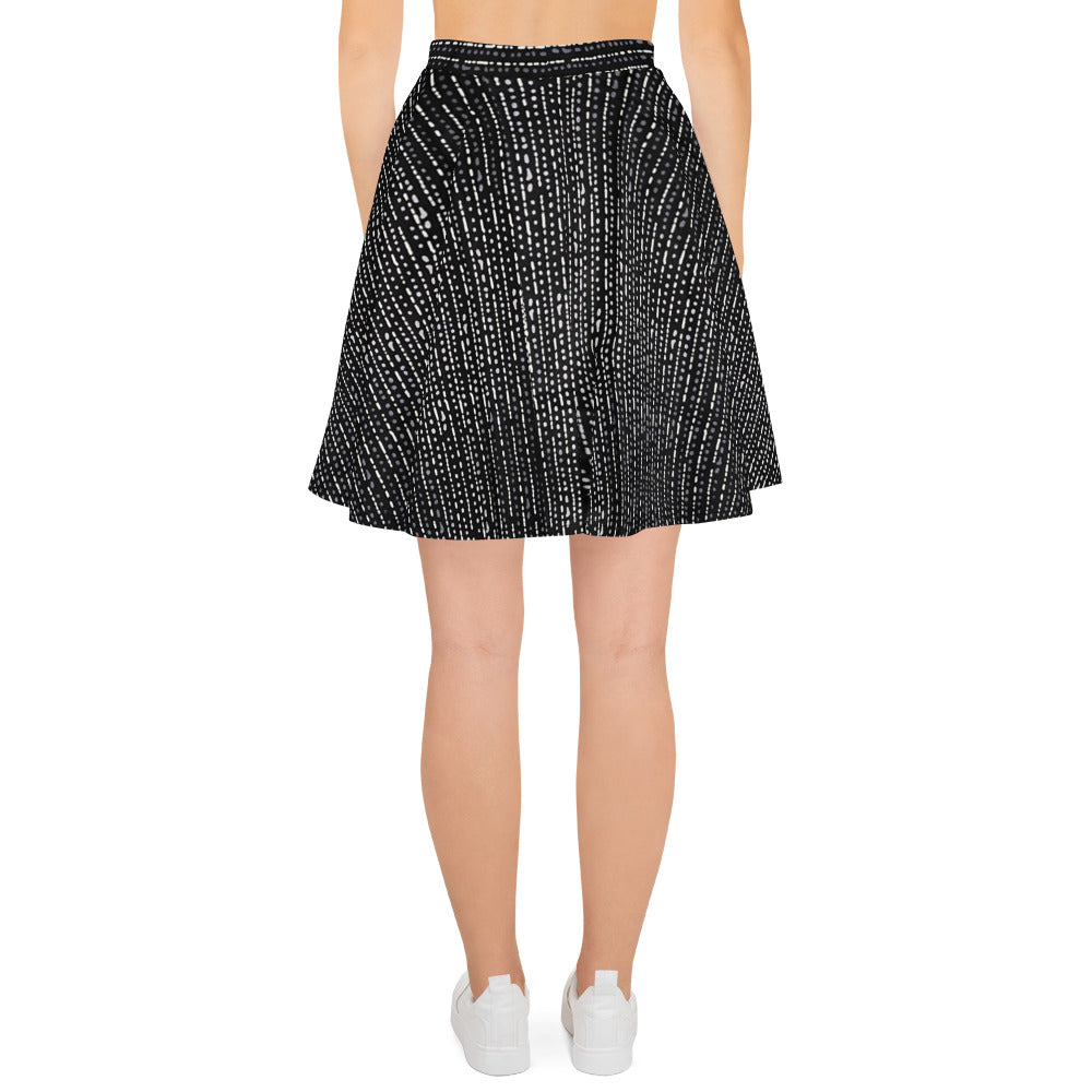 Grey Stripe Adire Skater Skirt