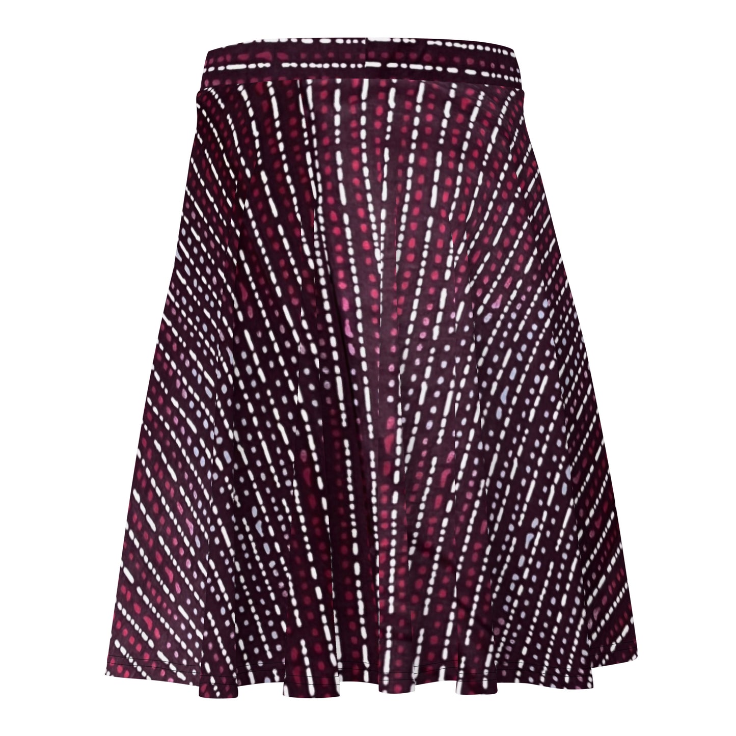 Burgundy Stripe Adire Skater Skirt