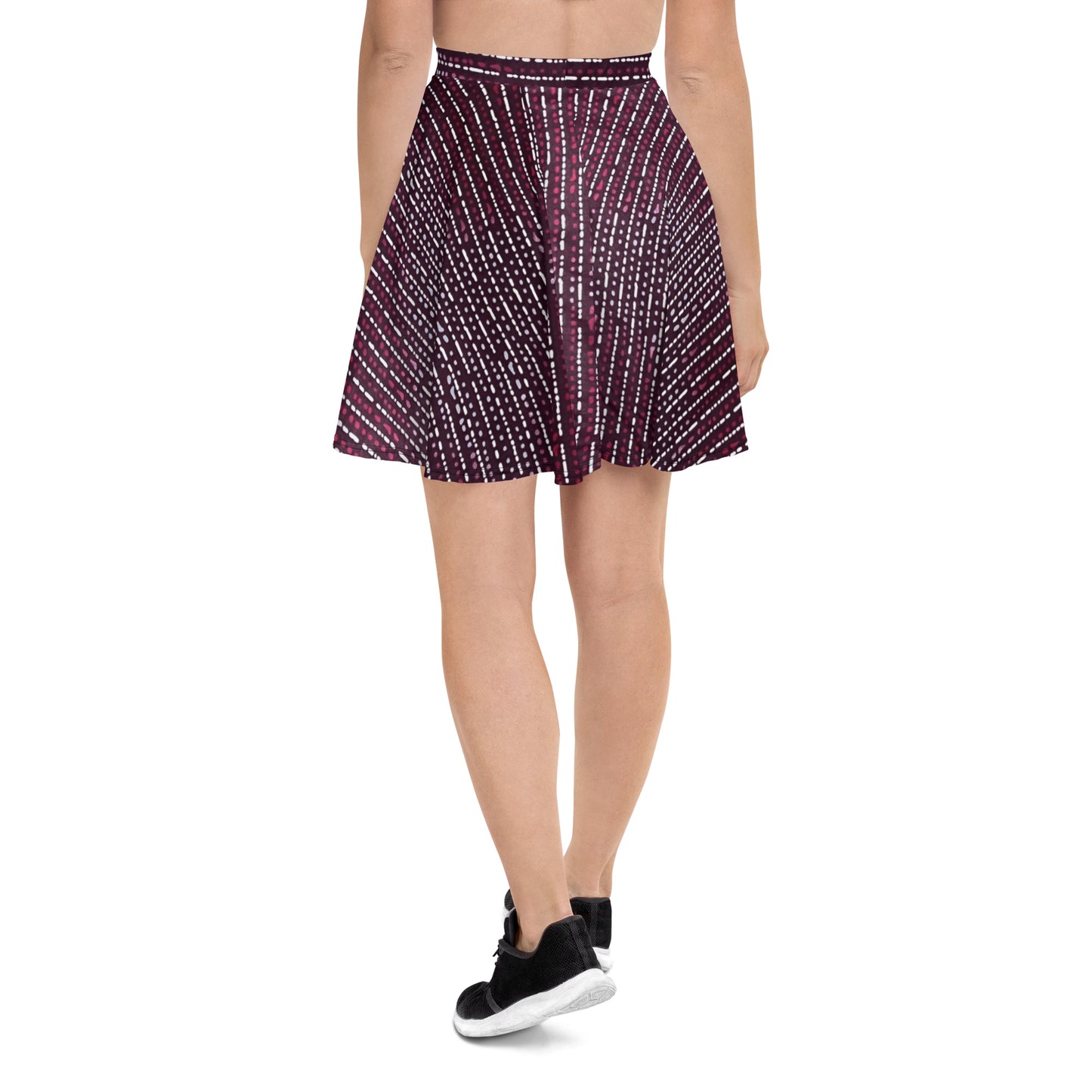 Burgundy Stripe Adire Skater Skirt