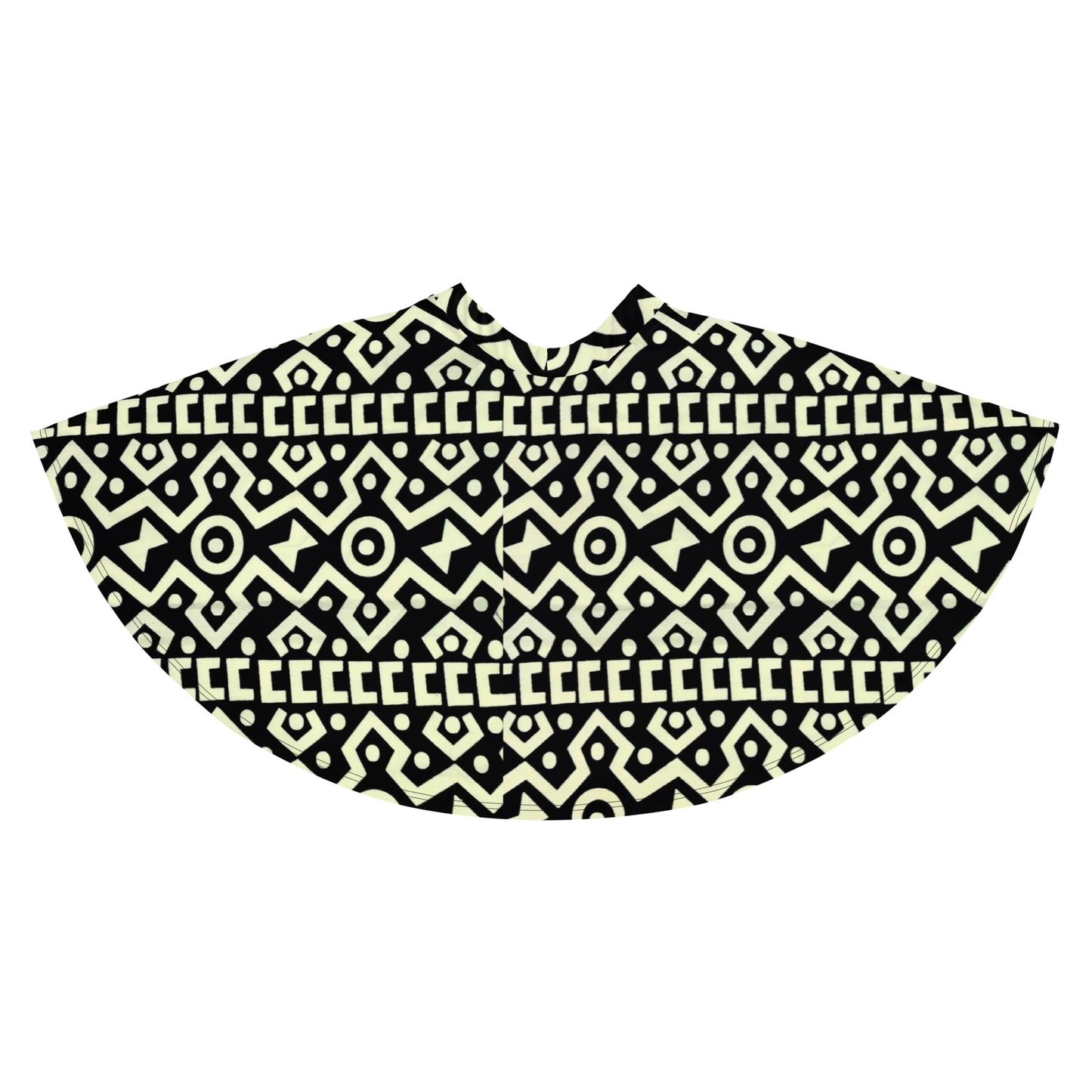 Black Cream Bogolan Ankara Skater Skirt