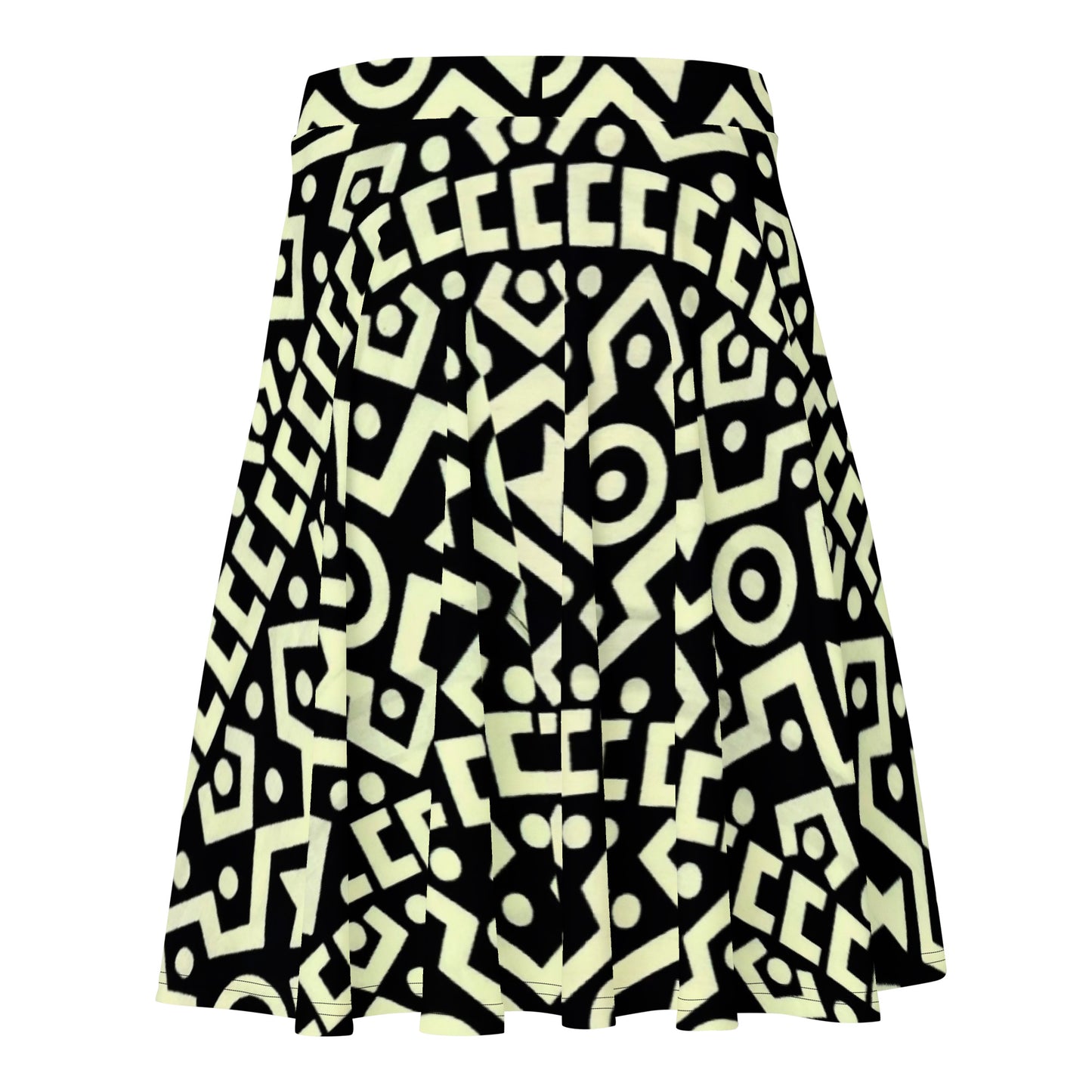 Black Cream Bogolan Ankara Skater Skirt