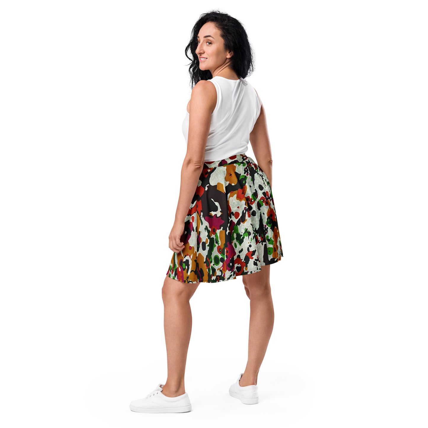 Multicolour Paint Ankara Skater Skirt