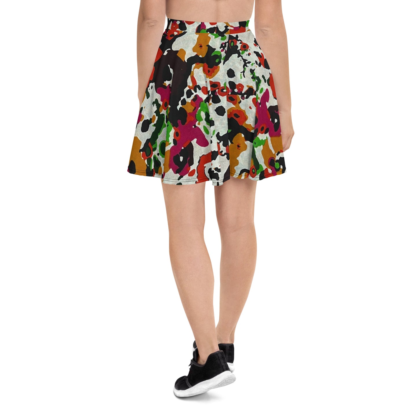 Multicolour Paint Ankara Skater Skirt