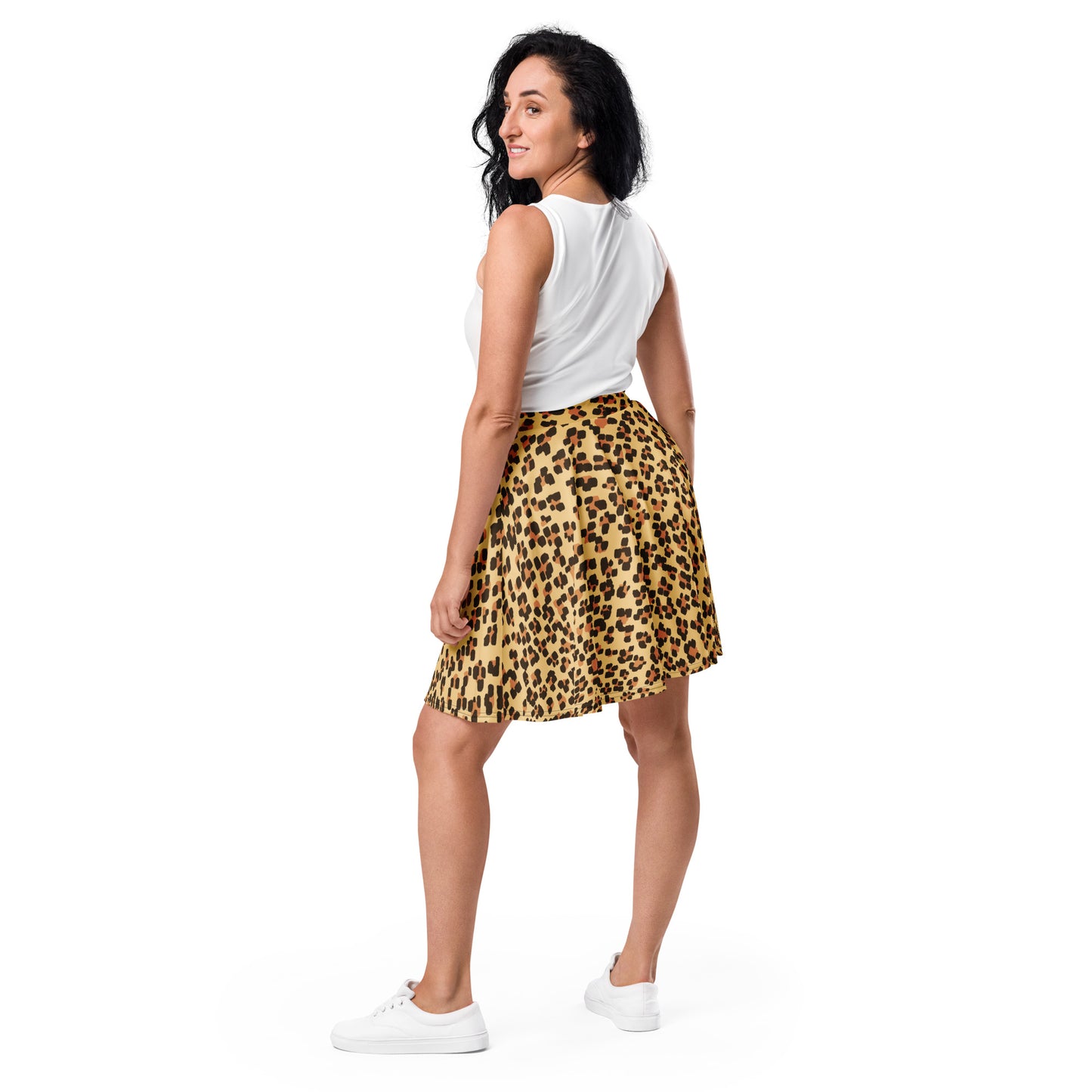 Brown Leopard Skater Skirt