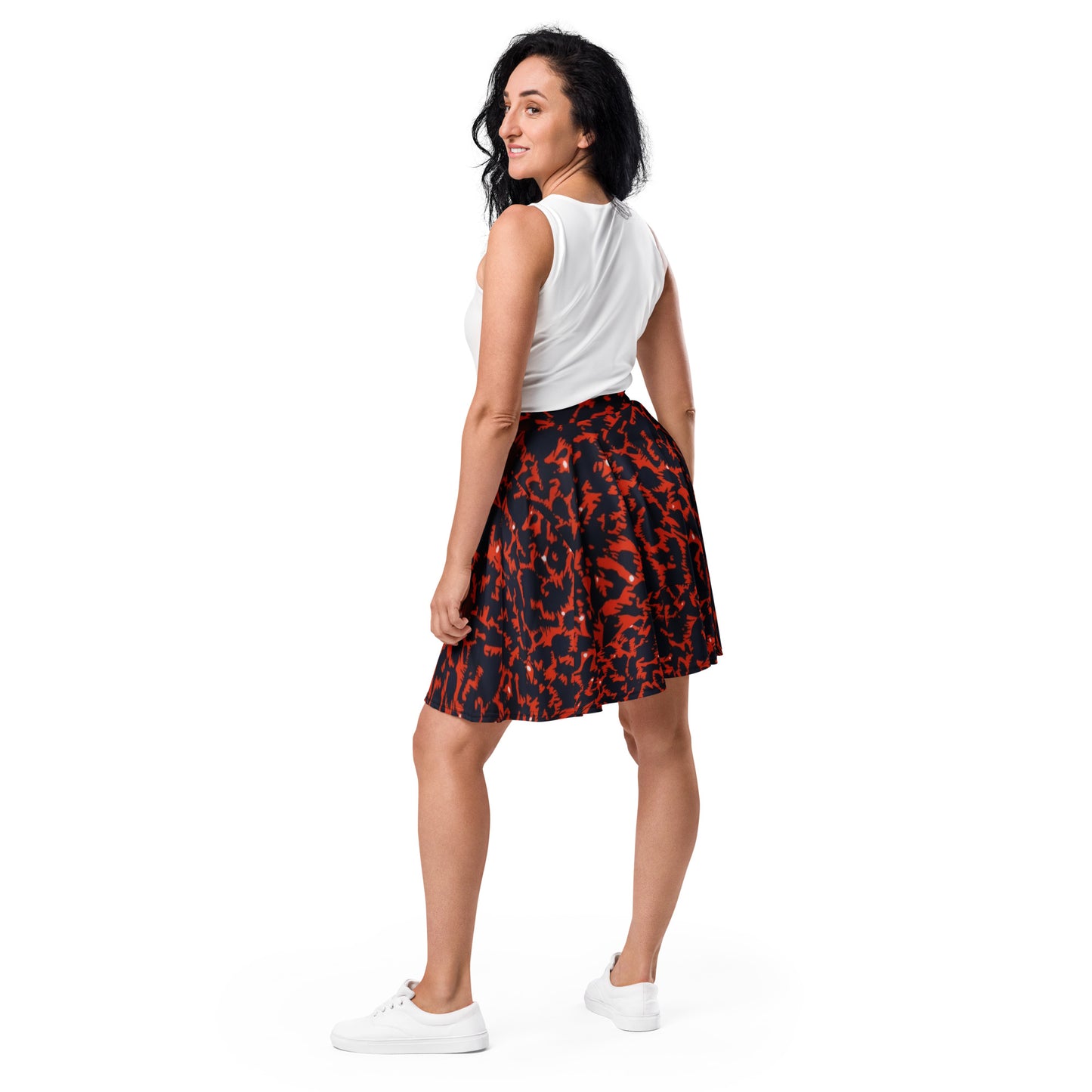 Orange Leopard Skater Skirt