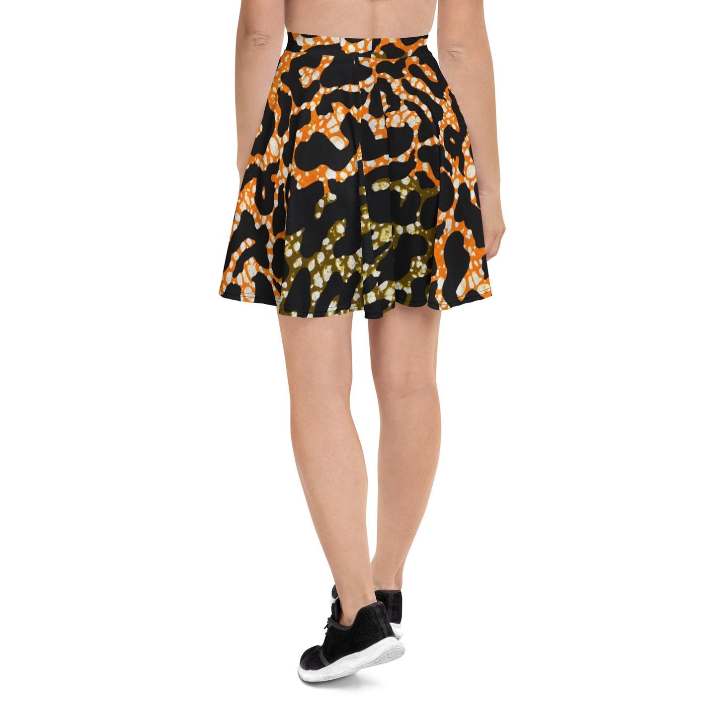 Green Orange Leopard Skater Skirt