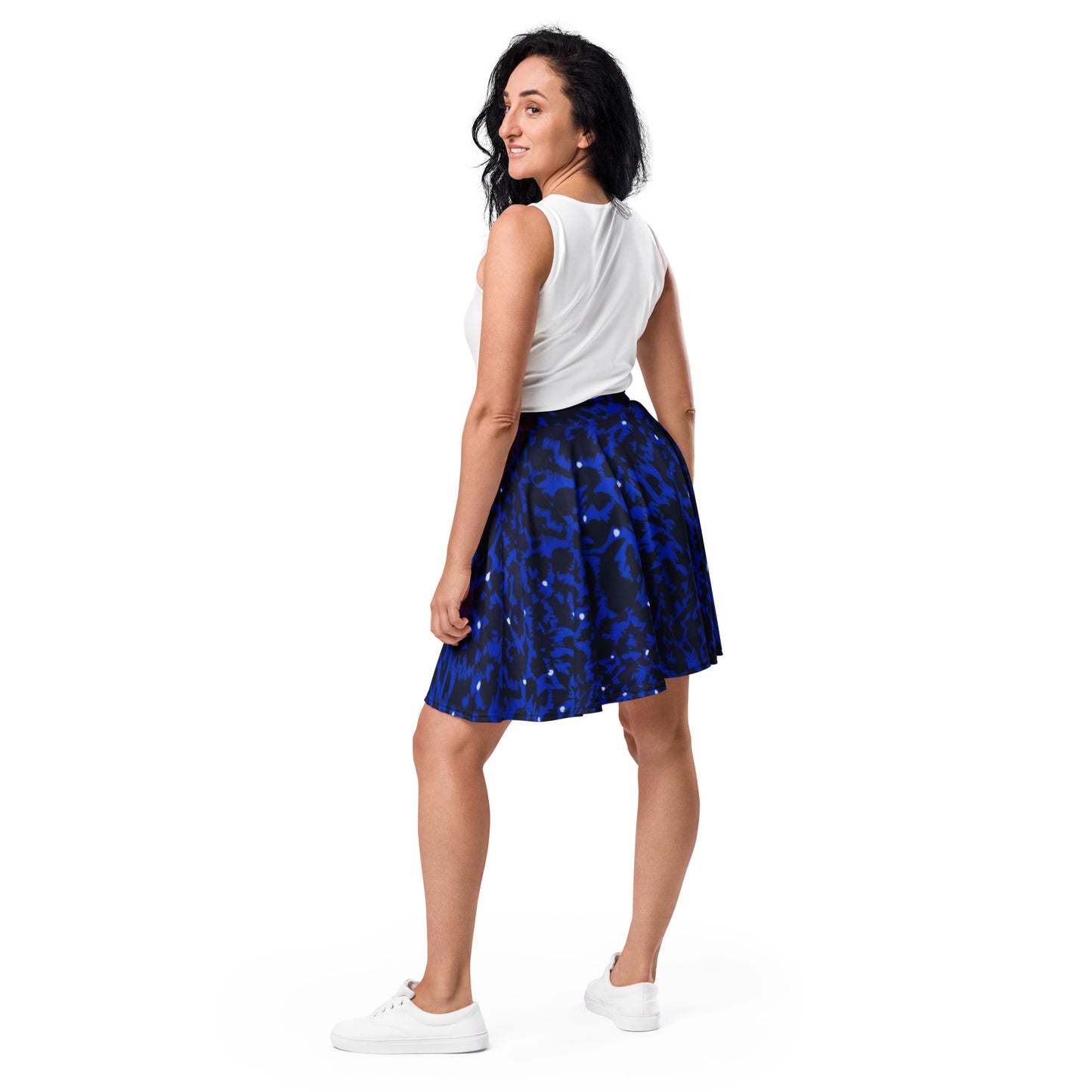 Blue Leopard Skater Skirt