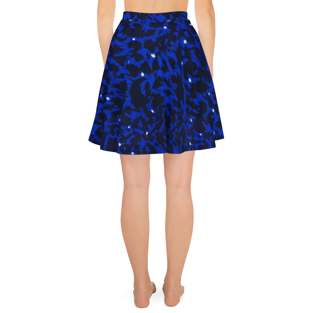 Blue Leopard Skater Skirt