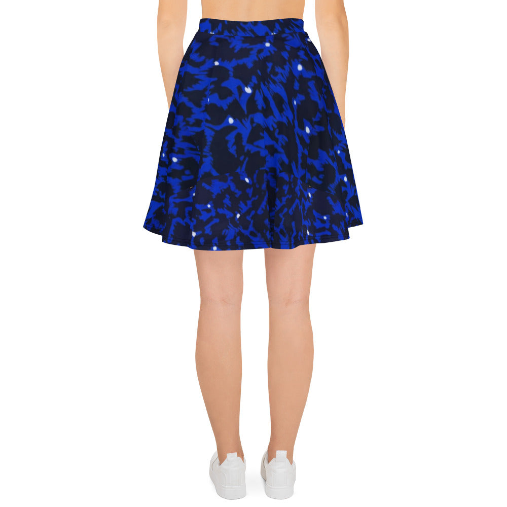 Blue Leopard Skater Skirt