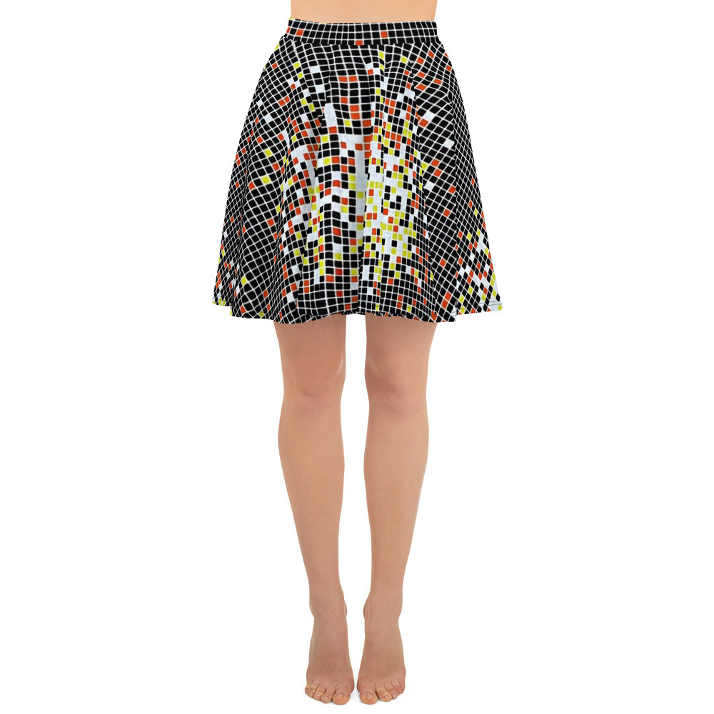 Graphic Square Ankara Skater Skirt