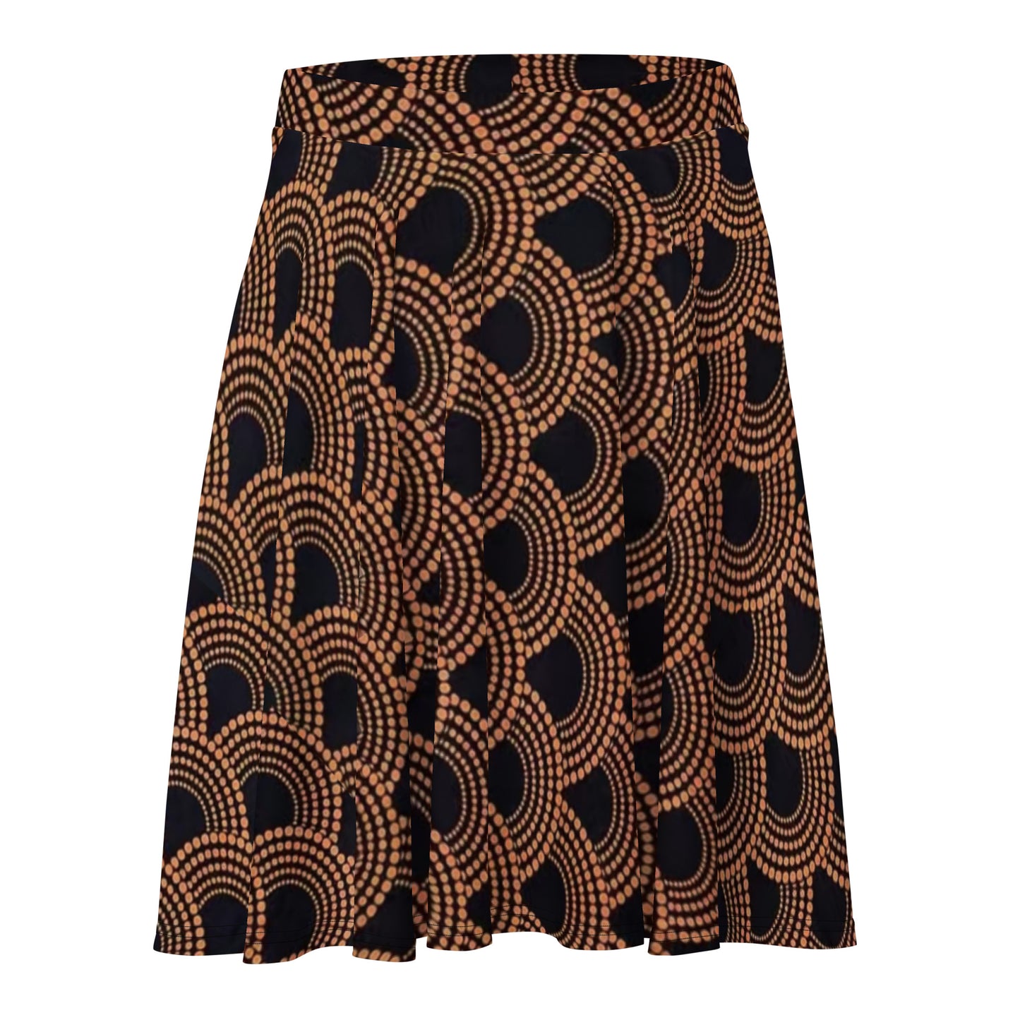 Brown Abstract Ankara Skater Skirt