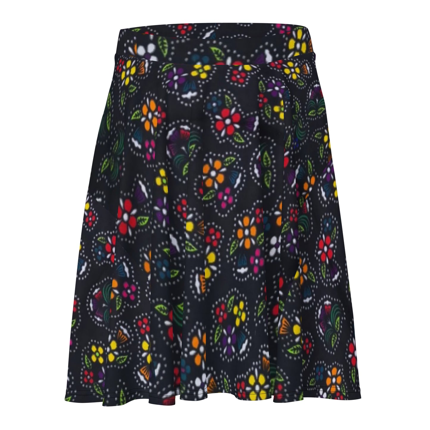 Multicolour Dark Ankara Skater Skirt