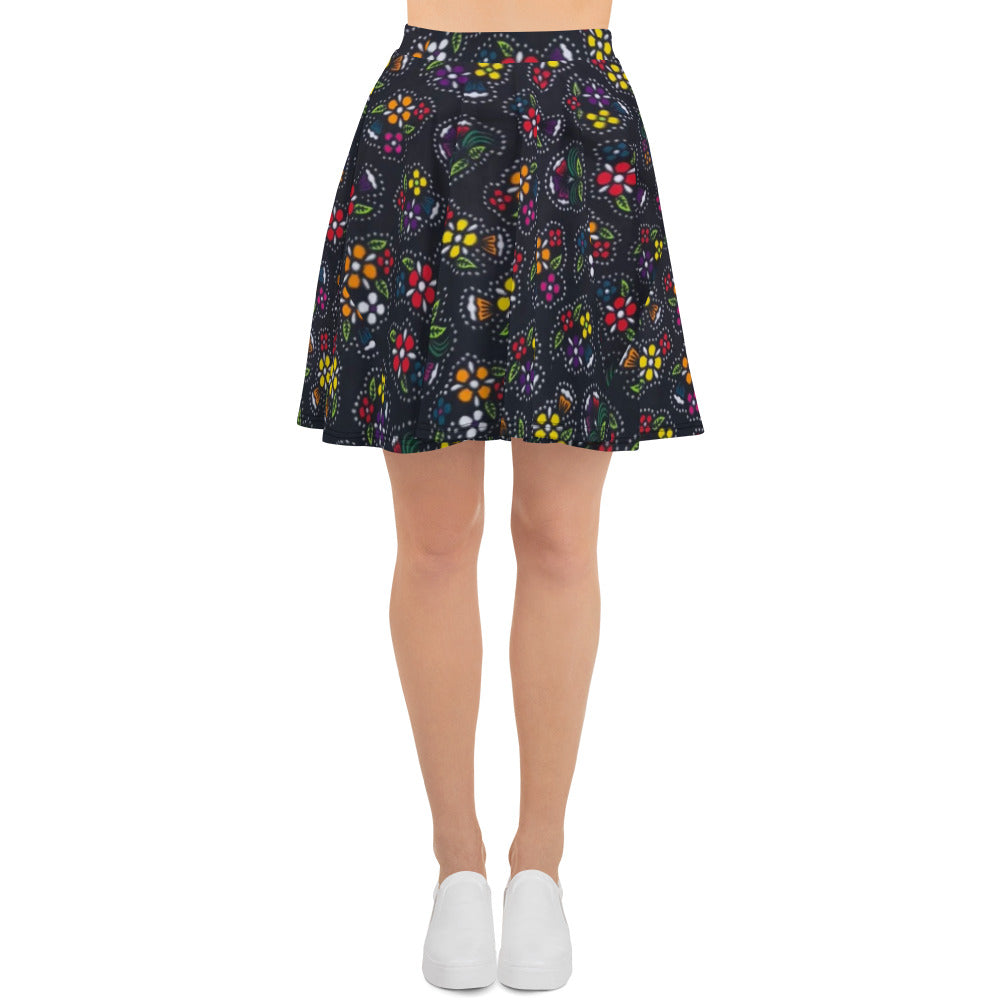 Multicolour Dark Ankara Skater Skirt