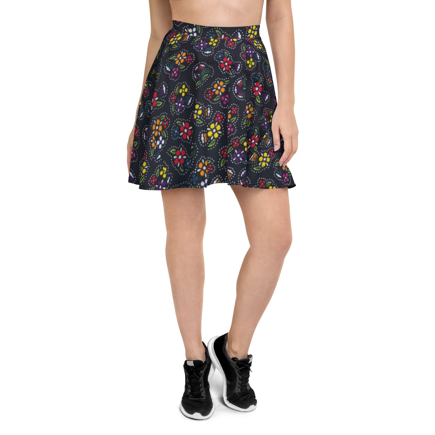 Multicolour Dark Ankara Skater Skirt