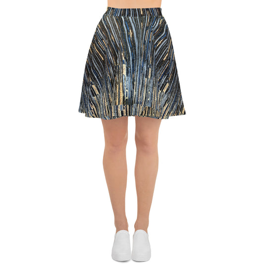 Blue Peach Stripes Ankara Skater Skirt