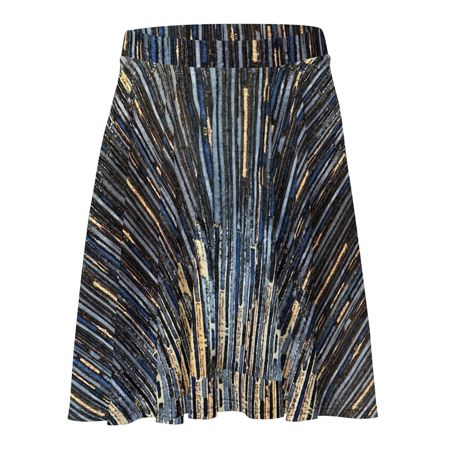 Blue Peach Stripes Ankara Skater Skirt