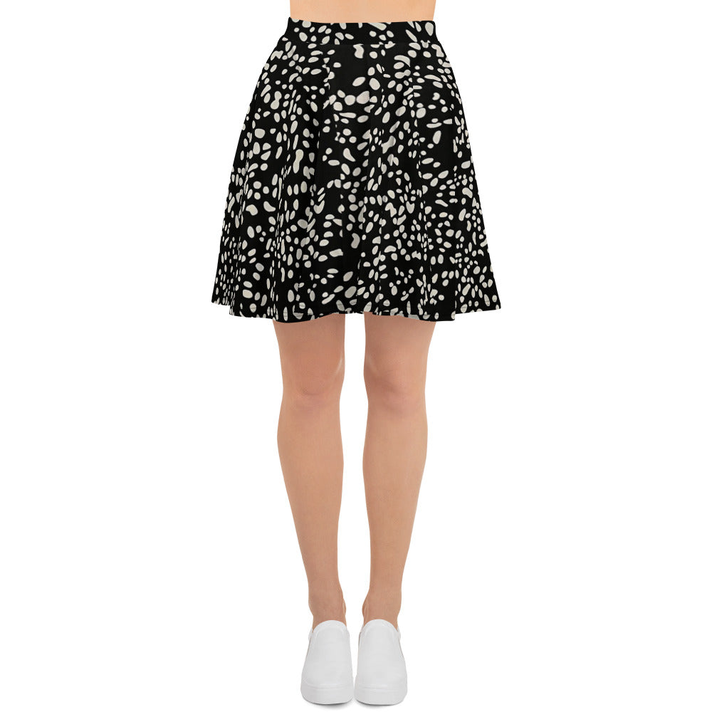 White Dots Adire Skater Skirt