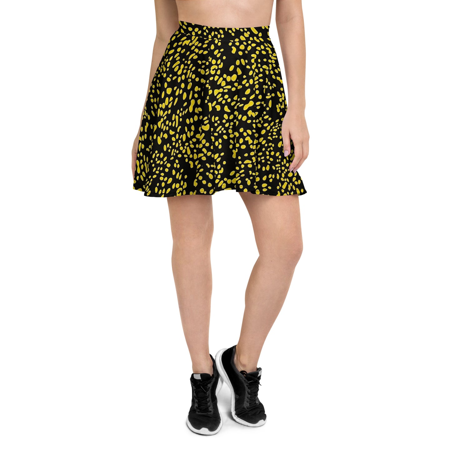 Yellow Dots Adire Skater Skirt