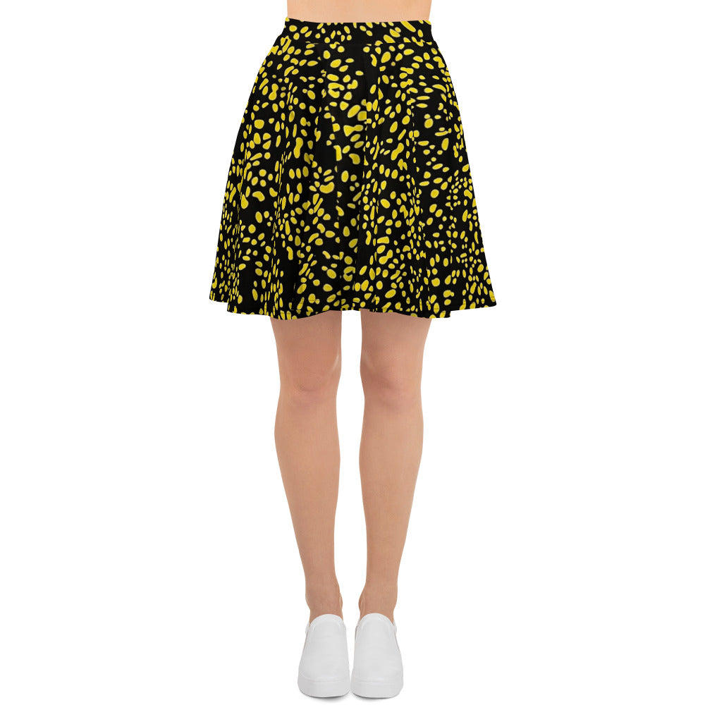 Yellow Dots Adire Skater Skirt