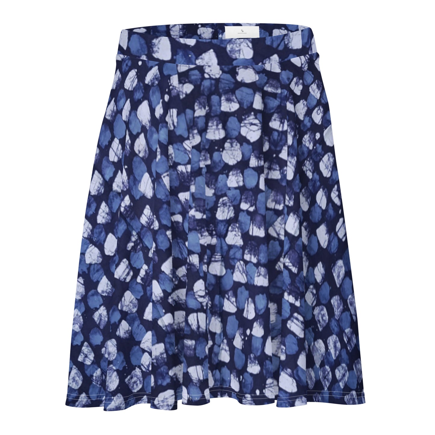 Blue Dotted Adire Skater Skirt