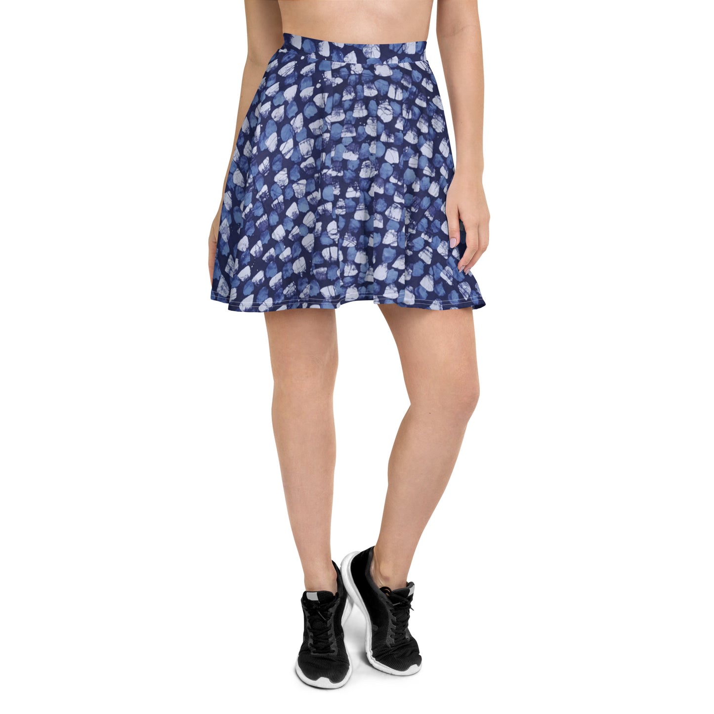 Blue Dotted Adire Skater Skirt