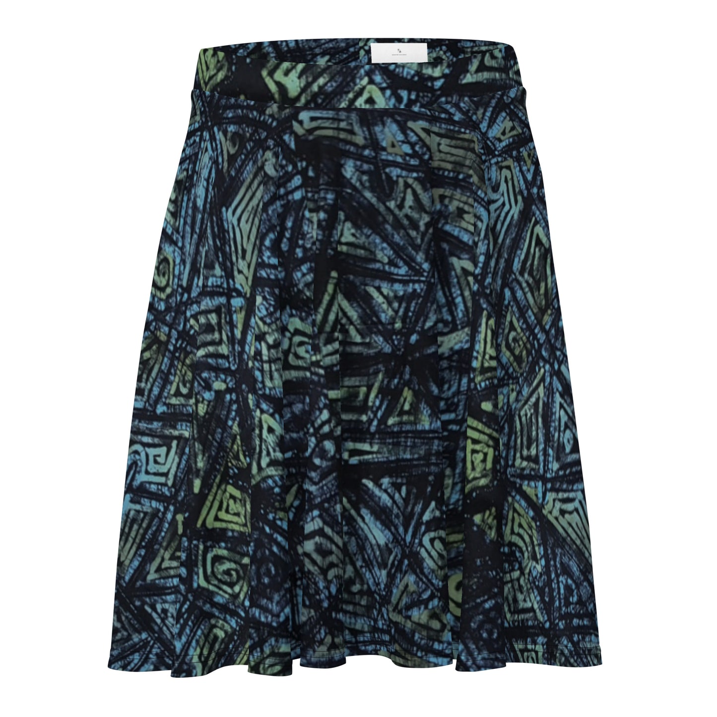 Indigo Green Turquoise Adire Skater Skirt