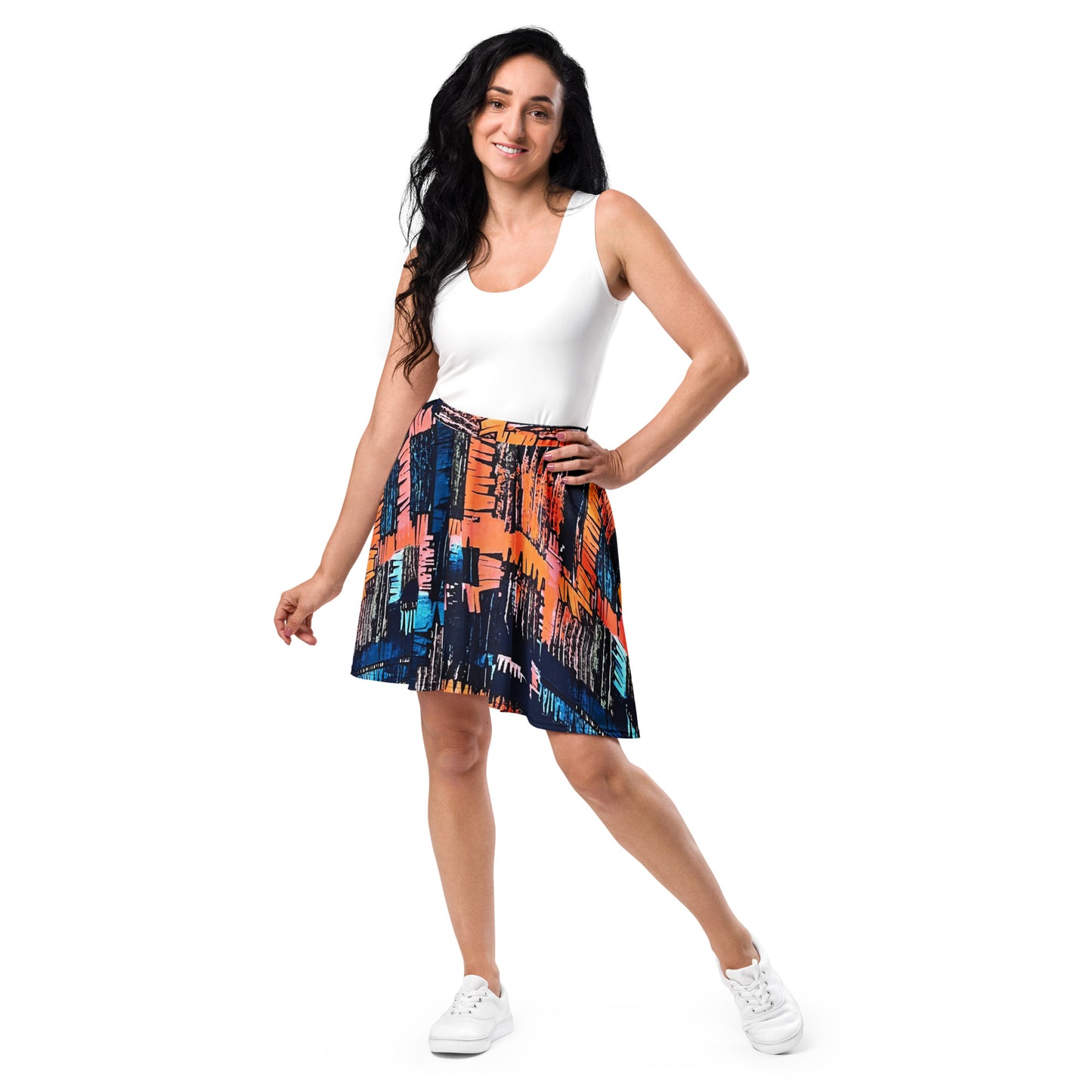 Colourful Adire Skater Skirt